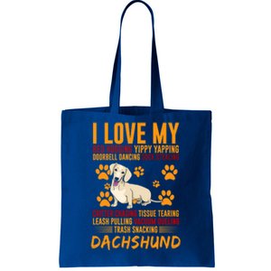 I Love My Stalker Cream Dachshund Funny Dog Owner Cute Gift Tote Bag