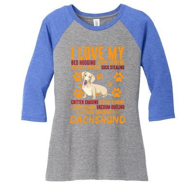 I Love My Stalker Cream Dachshund Funny Dog Owner Cute Gift Women's Tri-Blend 3/4-Sleeve Raglan Shirt