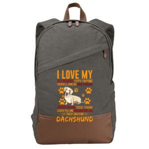 I Love My Stalker Cream Dachshund Funny Dog Owner Cute Gift Cotton Canvas Backpack