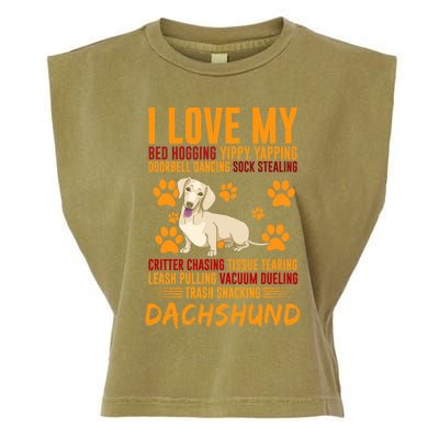 I Love My Stalker Cream Dachshund Funny Dog Owner Cute Gift Garment-Dyed Women's Muscle Tee