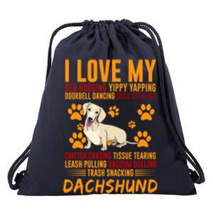 I Love My Stalker Cream Dachshund Funny Dog Owner Cute Gift Drawstring Bag