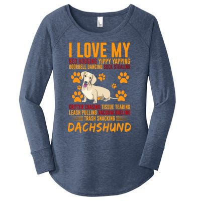 I Love My Stalker Cream Dachshund Funny Dog Owner Cute Gift Women's Perfect Tri Tunic Long Sleeve Shirt