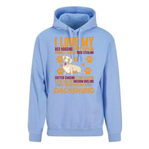 I Love My Stalker Cream Dachshund Funny Dog Owner Cute Gift Unisex Surf Hoodie