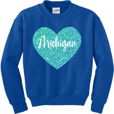 I Love Michigan Usa Heart Gift Kids Sweatshirt