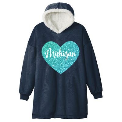 I Love Michigan Usa Heart Gift Hooded Wearable Blanket