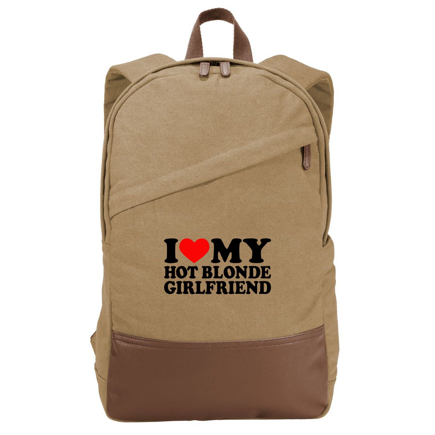 I Love My Hot Blonde Girlfriend I Heart My Blonde Hot Gf Cotton Canvas Backpack