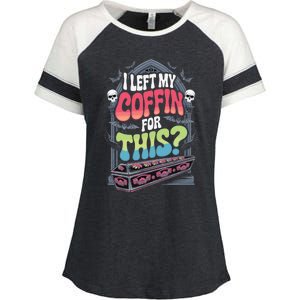 I Left My Coffin For This Happy Halloween Funny Coffin Enza Ladies Jersey Colorblock Tee