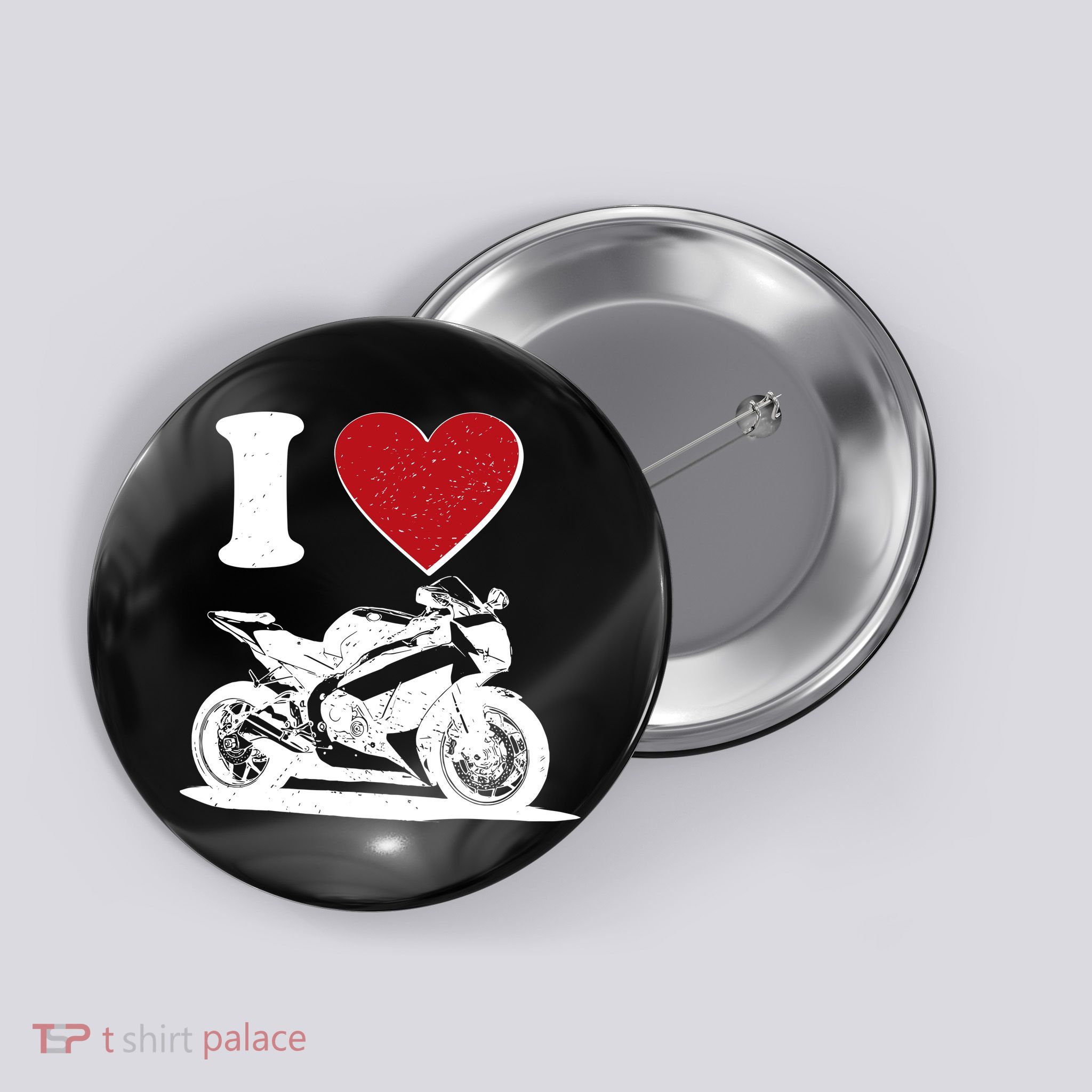 I Love Motorcycles Button