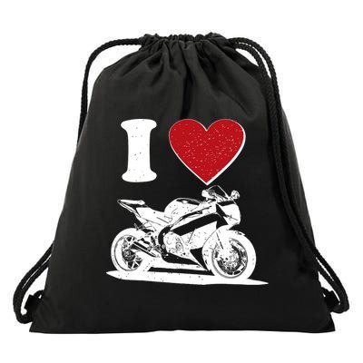 I Love Motorcycles Drawstring Bag