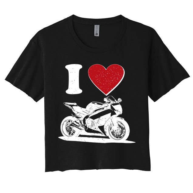 I Love Motorcycles Crop Top