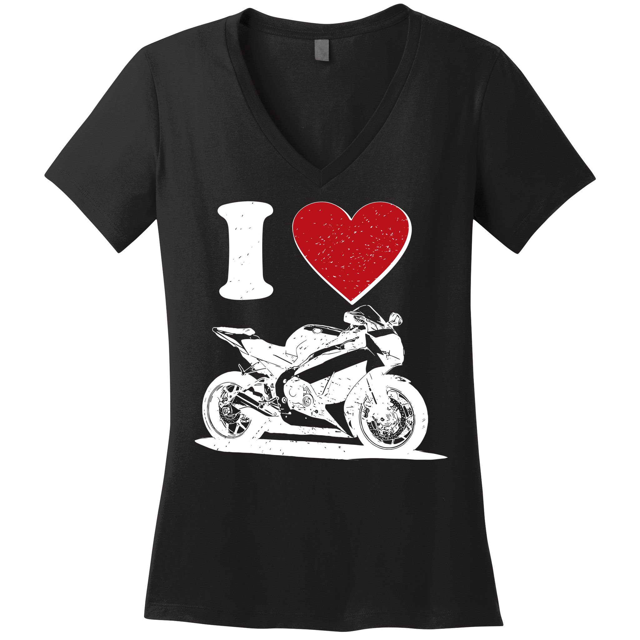 I Love Motorcycles Women's V-Neck T-Shirt
