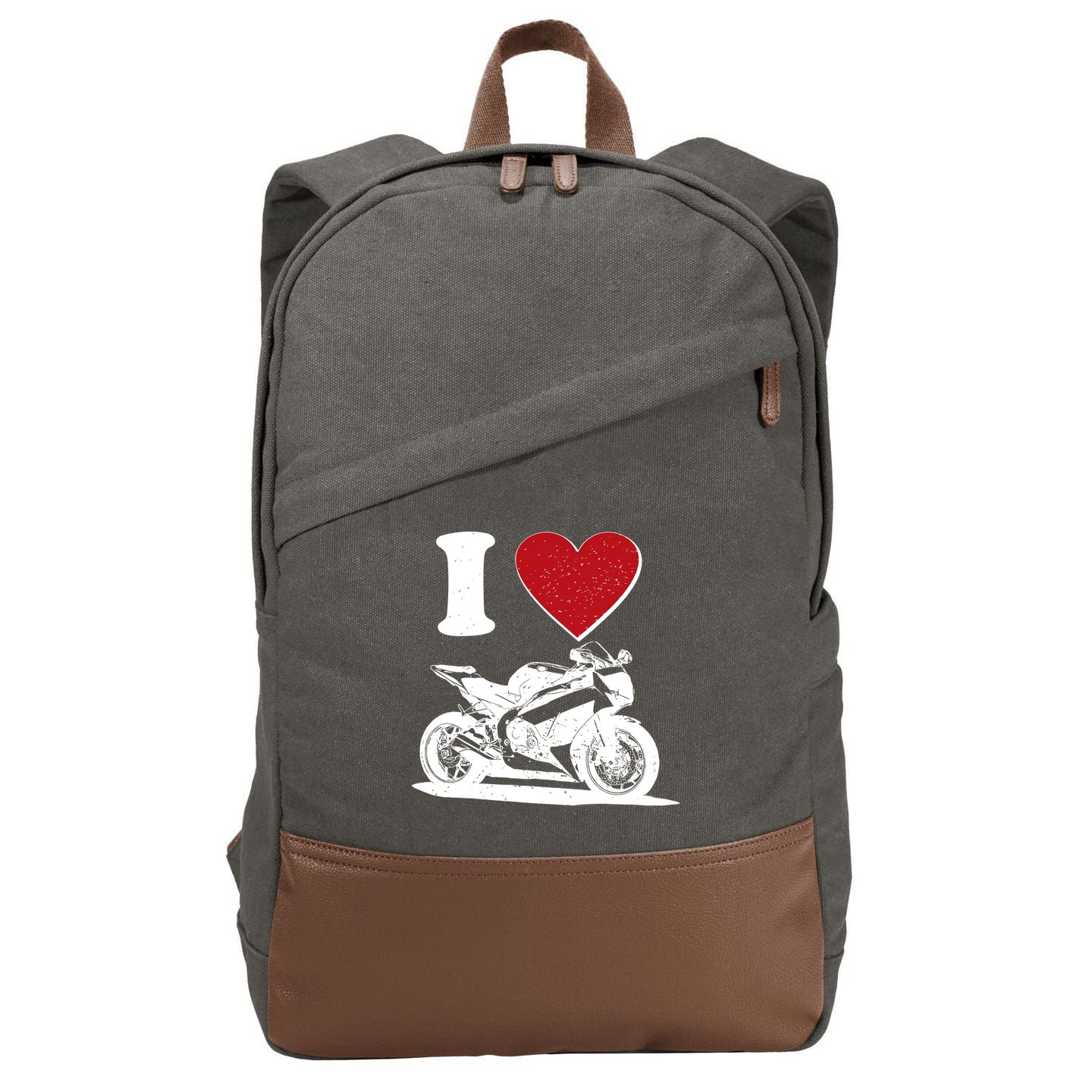 I Love Motorcycles Cotton Canvas Backpack