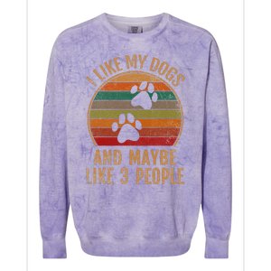 I Like My Dogs And Maybe 3 People Retro Funny Pet Dogs Lover Colorblast Crewneck Sweatshirt