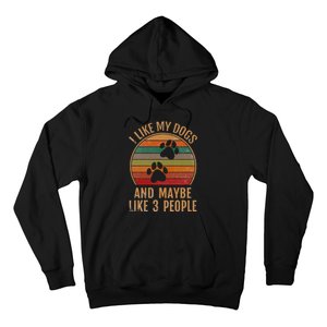 I Like My Dogs And Maybe 3 People Retro Funny Pet Dogs Lover Hoodie