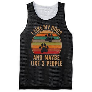 I Like My Dogs And Maybe 3 People Retro Funny Pet Dogs Lover Mesh Reversible Basketball Jersey Tank