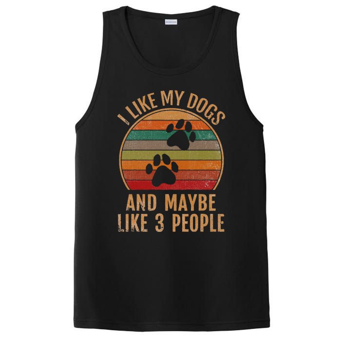 I Like My Dogs And Maybe 3 People Retro Funny Pet Dogs Lover PosiCharge Competitor Tank