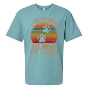 I Like My Dogs And Maybe 3 People Retro Funny Pet Dogs Lover Sueded Cloud Jersey T-Shirt