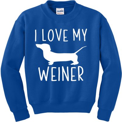 I Love My Weiner Gift For Dachshund Lovers Kids Sweatshirt