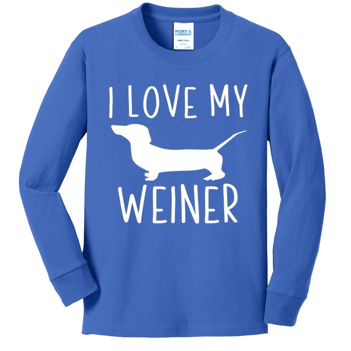 I Love My Weiner Gift For Dachshund Lovers Kids Long Sleeve Shirt