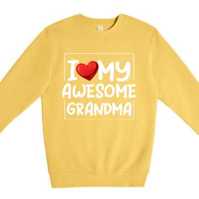 I Love My Awesome Grandma Valentines Day Matching Couple I Gift Premium Crewneck Sweatshirt