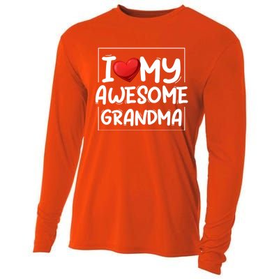 I Love My Awesome Grandma Valentines Day Matching Couple I Gift Cooling Performance Long Sleeve Crew