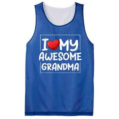 I Love My Awesome Grandma Valentines Day Matching Couple I Gift Mesh Reversible Basketball Jersey Tank