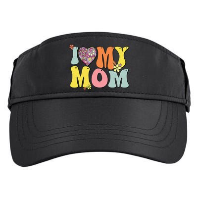I Love My Mom I Heart My Mom Groovy Mother's day Adult Drive Performance Visor