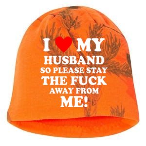 I Love My Husband So Please Stay The F Away From Me Funny Wife Kati - Camo Knit Beanie