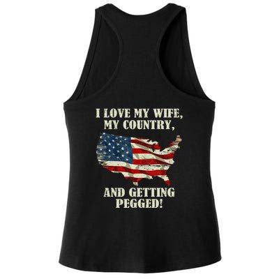 I LOVE MY WIFE MY COUNTRY AND GETTING PEGGED! Ladies PosiCharge Tri-Blend Wicking Tank