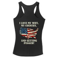 I LOVE MY WIFE MY COUNTRY AND GETTING PEGGED! Ladies PosiCharge Competitor Racerback Tank