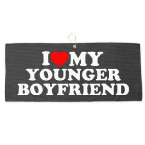 I Love My Younger Boyfriend Large Microfiber Waffle Golf Towel