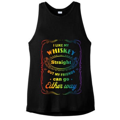 I Like My Whiskey Straight But My Friends Can Go Either Way Ladies PosiCharge Tri-Blend Wicking Tank