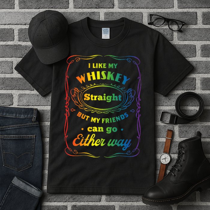 I Like My Whiskey Straight But My Friends Can Go Either Way Tall T-Shirt
