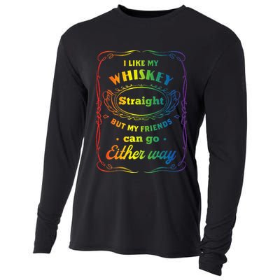 I Like My Whiskey Straight But My Friends Can Go Either Way Cooling Performance Long Sleeve Crew