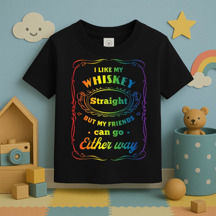 I Like My Whiskey Straight But My Friends Can Go Either Way Toddler T-Shirt
