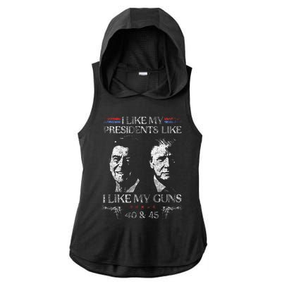 I Like My Presidents Like I Like My Guns 40 45 Ladies PosiCharge Tri-Blend Wicking Draft Hoodie Tank