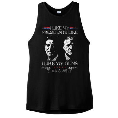 I Like My Presidents Like I Like My Guns 40 45 Ladies PosiCharge Tri-Blend Wicking Tank