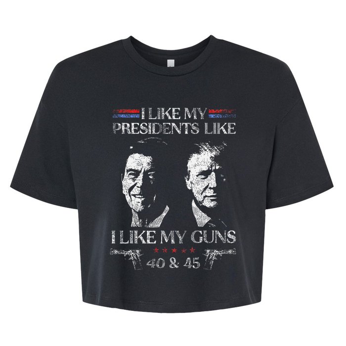 I Like My Presidents Like I Like My Guns 40 45 Bella+Canvas Jersey Crop Tee