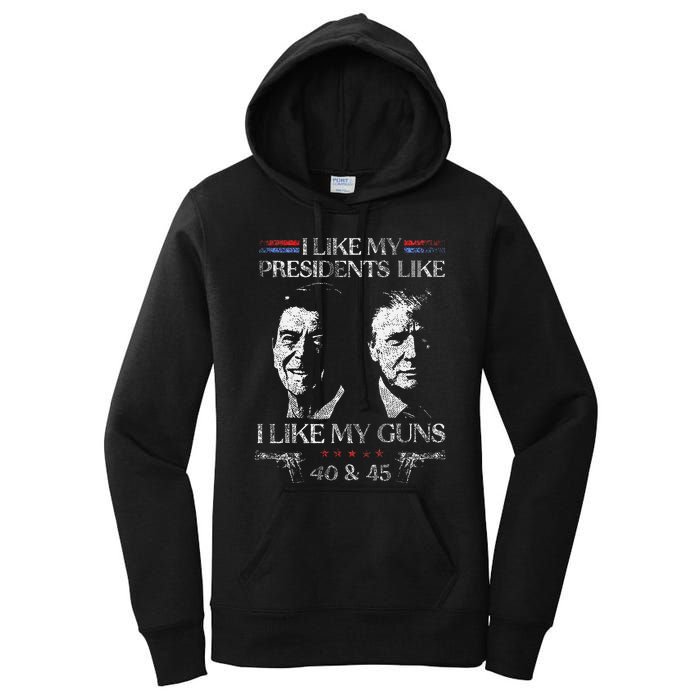 I Like My Presidents Like I Like My Guns 40 45 Women's Pullover Hoodie