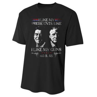 I Like My Presidents Like I Like My Guns 40 45 Performance Sprint T-Shirt