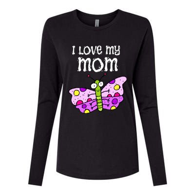 I Love My Mom Butterfly Gift Womens Cotton Relaxed Long Sleeve T-Shirt