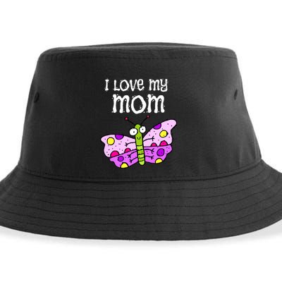 I Love My Mom Butterfly Gift Sustainable Bucket Hat