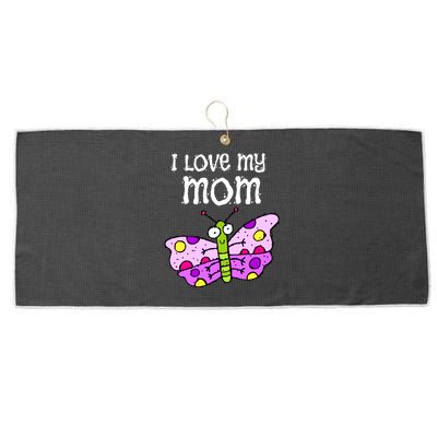 I Love My Mom Butterfly Gift Large Microfiber Waffle Golf Towel