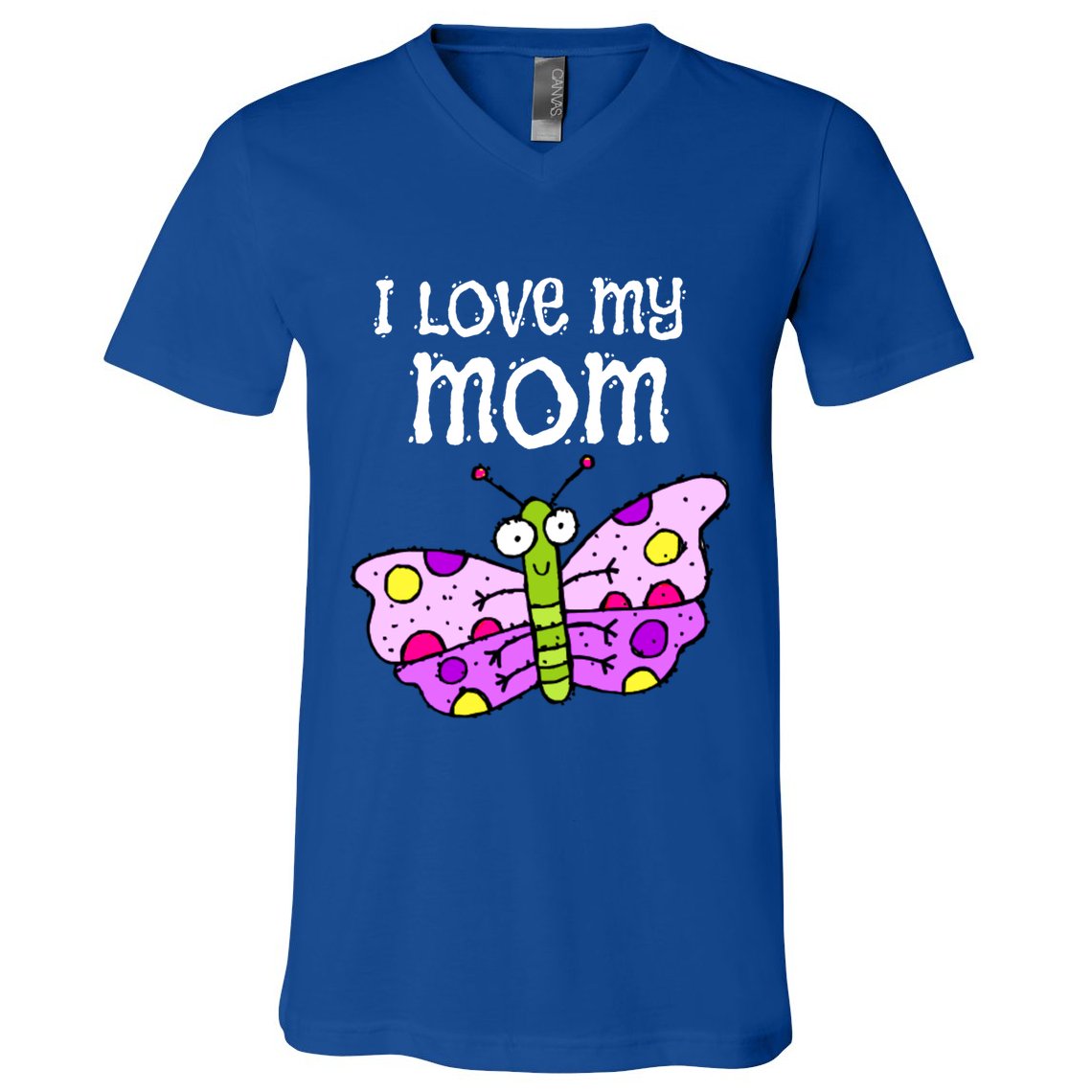 I Love My Mom Butterfly Gift V-Neck T-Shirt