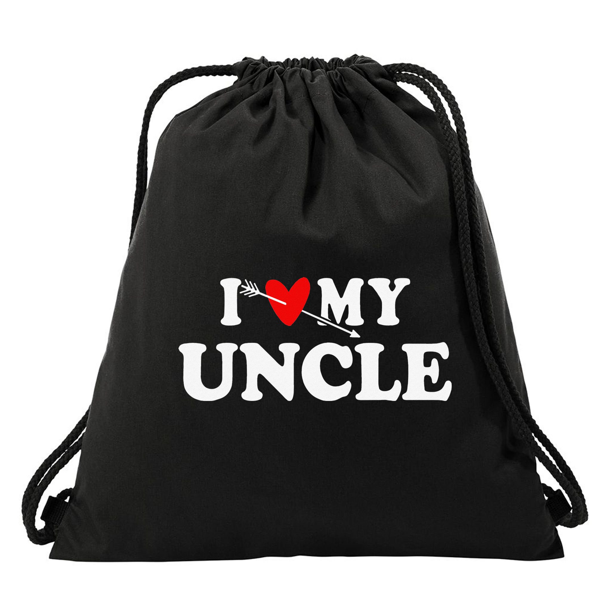 I Love My Uncle with Heart Drawstring Bag