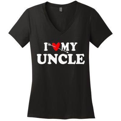 I Love My Uncle with Heart Women's V-Neck T-Shirt