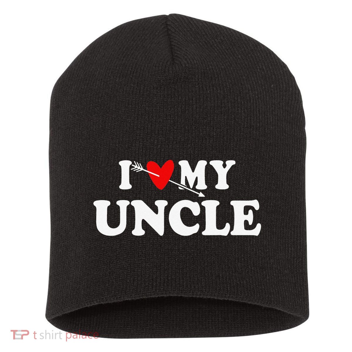 I Love My Uncle with Heart Short Acrylic Beanie