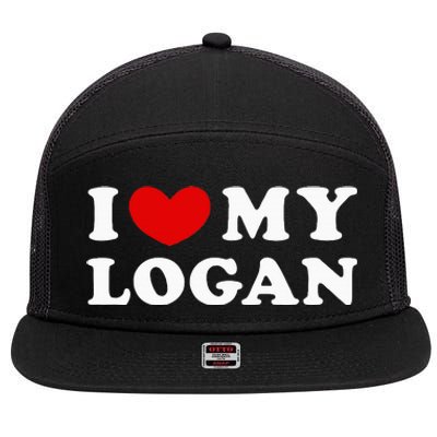 I Love My Logan 7 Panel Mesh Trucker Snapback Hat