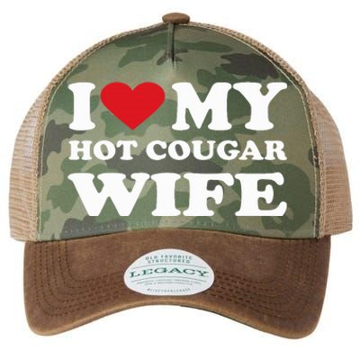 I Love My Hot Cougar Wife I Heart My Hot Cougar Wife Legacy Tie Dye Trucker Hat