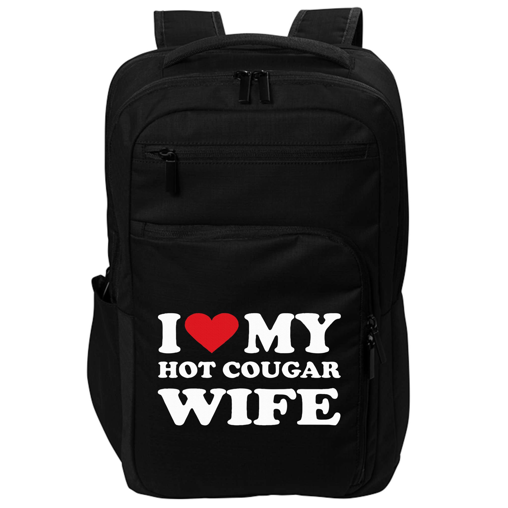 I Love My Hot Cougar Wife I Heart My Hot Cougar Wife Impact Tech Backpack